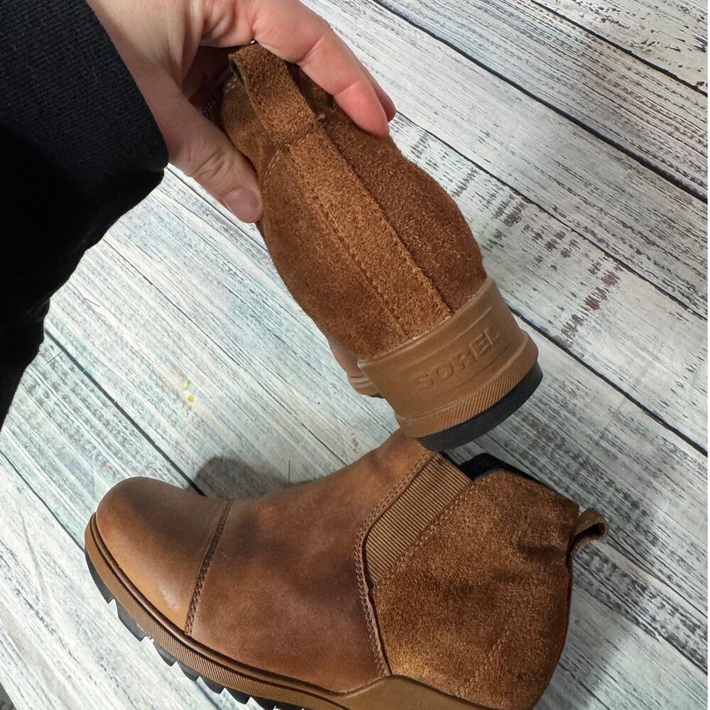 Sorel Evie II Chelsea Boots Waterproof Suede & Leather Camel Brown 7.5 - Picture 4 of 5